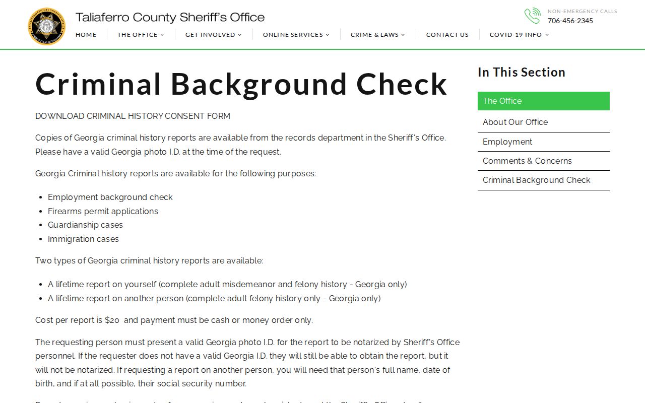 Taliaferro County warrant lookup records office
