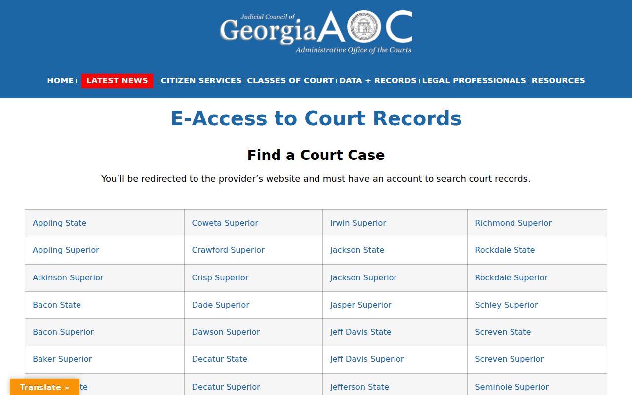 Taliaferro County outstanding warrants court e-access
